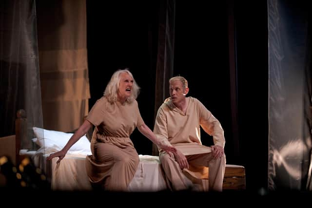 Isabella Jarrett as Thora and Simon Donaldson as Magnus in Gerda Stevenson's production of Thora at the St Magnus Festival