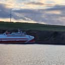 Pentalina aground at St Margaret's Hope on Saturday. Picture: RNLI/Longhope RNLI