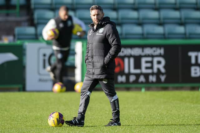 Manager Lee Johnson during an open training session at Easter Road.
