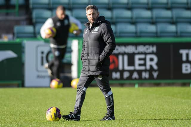 Manager Lee Johnson during an open training session at Easter Road.