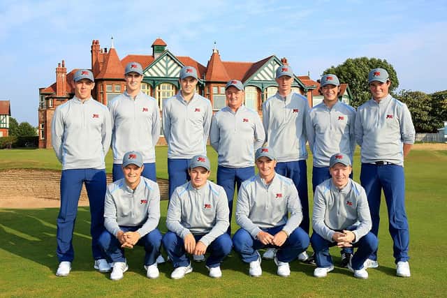 Grant Forrest, back row left, and Paul Dunne, front row second right, were Great Britain & Ireland team-mates in the 2015 Walker Cup at Royal Lytham. Picture: Jan Kruger/Getty Images.