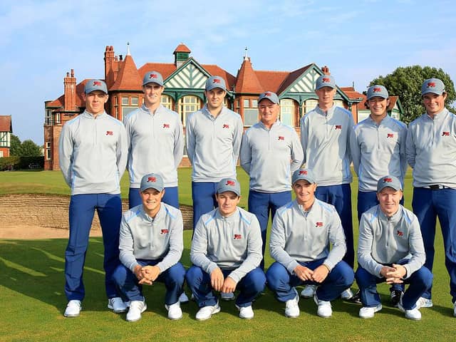 Grant Forrest, back row left, and Paul Dunne, front row second right, were Great Britain & Ireland team-mates in the 2015 Walker Cup at Royal Lytham. Picture: Jan Kruger/Getty Images.