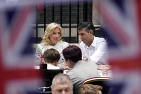 First Lady of the United States of America, Dr. Jill Biden, (left) with Prime Minister Rishi Sunak during a lunch at Downing Street to celebrate the coronation of King Charles III and Queen Camilla. Picture: Christopher Furlong/Getty Images