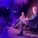 First Minister John Swinney appearing with comedian Susan Morrison at the Edinburgh Fringe - the event was disrupted five times by six different groups of protesters  (Picture: Craig Paton/PA Wire)