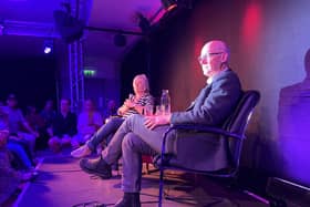 First Minister John Swinney appearing with comedian Susan Morrison at the Edinburgh Fringe - the event was disrupted five times by six different groups of protesters  (Picture: Craig Paton/PA Wire)