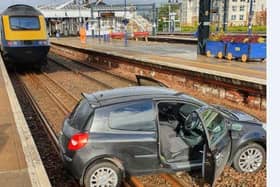 A car has encroached onto the railway at Stirling.