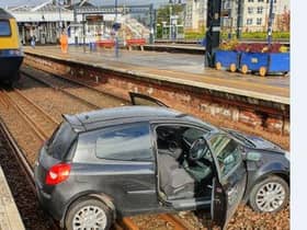 A car has encroached onto the railway at Stirling.