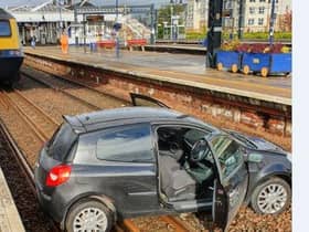 A car has encroached onto the railway at Stirling.