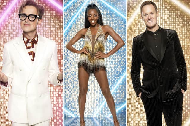 McFly's Tom Fletcher, presenter AJ Odudu and BBC Breakfast presenter Dan Walker are among those appearing on Strictly Come Dancing 2021 (Image credit: BBC/Ray Burmiston)