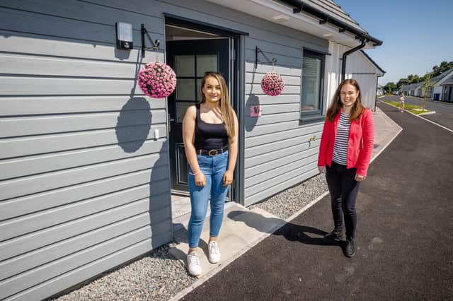 Resident Michelle Reid with Kate Forbes MSP, as the affordable housing scheme on the Black Isle is officially opened.