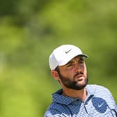 Scottie Schefflerfollows his shot on the 12th tee during the final round of the 106th PGA Championship at Valhalla Golf Club in Louisville, Kentucky. Picture: Ross Kinnaird/Getty Images.