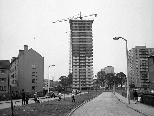 Muirhouse Flats topping out ceremony, Edinburgh, 1960s.