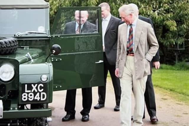 His Royal Highness with the Land Rover on its competed full refurbishment