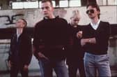 Ewen Bremner, Ewan McGregor, Jonny Lee Miller and Robert Carlyle as Spud, Renton, Sick Boy and Begbie in the first Trainspotting film