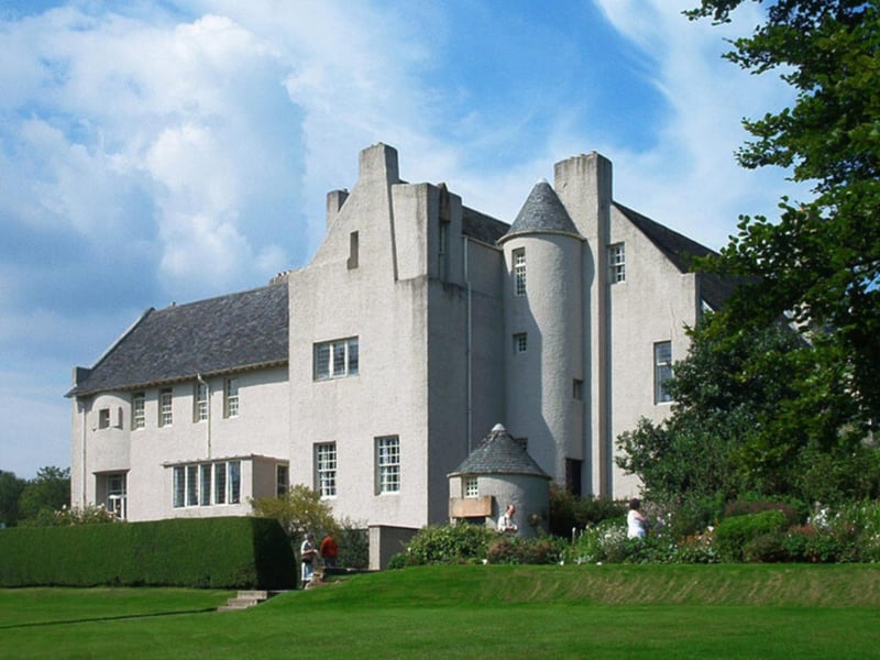 Often thought of as Mackintosh’s most iconic home design, construction of the sandstone house began in 1902 and was later restored by the National Trust for Scotland to resemble its original finalised design of 1904.