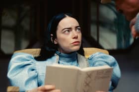 Emma Stone plays Bella Baxter in Yorgos Lanthimos' adaptation of Alasdair Gray's novel Poor Things.