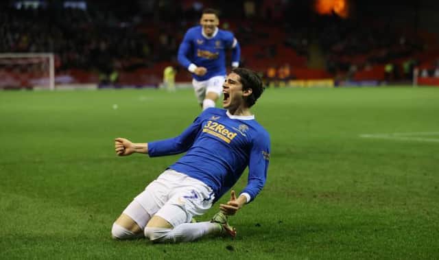 Ianis Hagi, pictured celebrating his goal in Rangers' 1-1 draw at Aberdeen last week, has been ruled out for the rest of the season after undergoing surgery on a knee injury.(Photo by Craig Williamson / SNS Group)