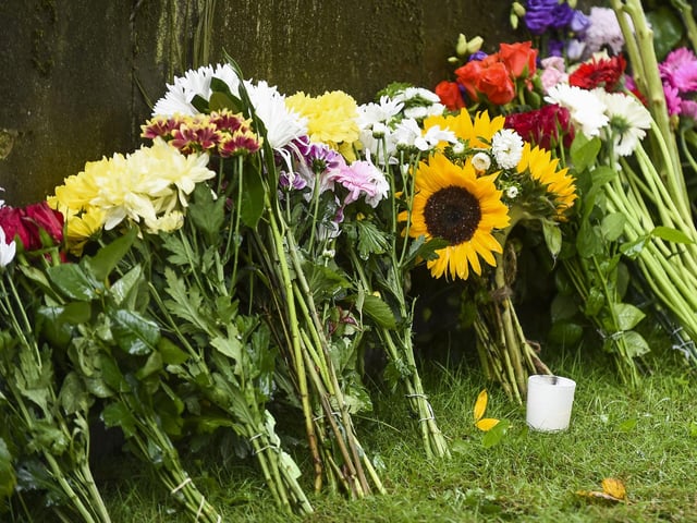 Beautiful floral arrangements were placed in the garden at The Palace of Holyroodhouse by locals who wanted to pay their respects.