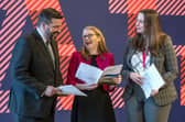 Social justice secretary Shirley-Anne Somerville with minister for migration and refugees Emma Roddick (right) and minister for independence Jamie Hepburn (left) at the launch of the sixth paper in the Building a New Scotland series, at the V&A in Dundee. Picture: Jane Barlow/PA Wire