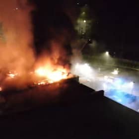 Nine fire engines along with two aerial ladder platforms attended a commercial building fire in Bluebell Way at around 1am on Friday (April 7).