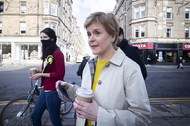 Nicola Sturgeon spoke about the latest poll while campaigning in Bruntsfield.    Photo: Jane Barlow/PA Wire