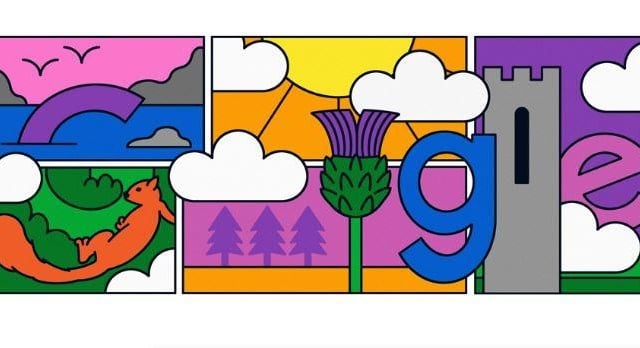 The Google Doodle of 2021 was a multi coloured effort with the Google logo being written through the Scottish landscape.