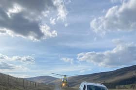 A man had to be rescued by air ambulance after a motorbike accident.