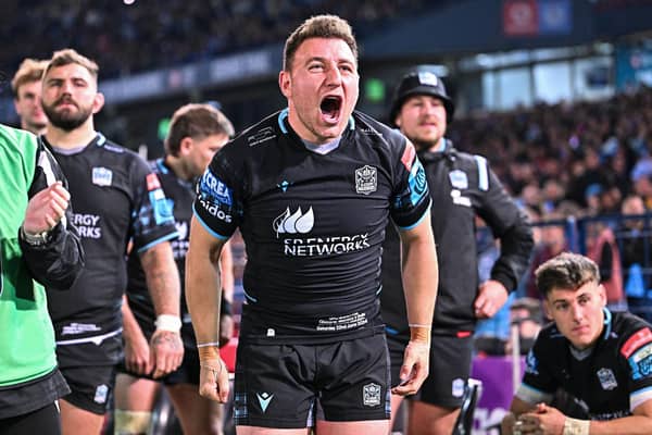 Duncan Weir roars in celebration during the United Rugby Championship final win over the Vodacom Bulls at Loftus Versfeld on June 22,. (Photo by Anton Geyser/SNS Group)