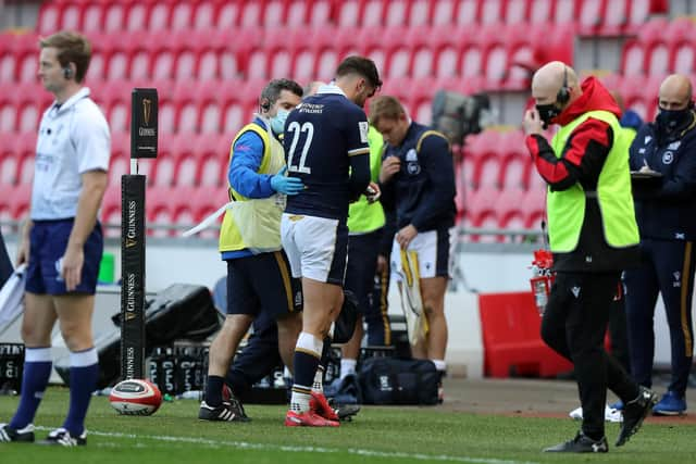 Adam Hastings damaged his shoulder against Wales.