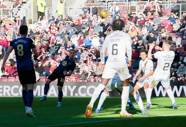 Barrie McKay broke his goal duck for Hearts with this stunning strike.