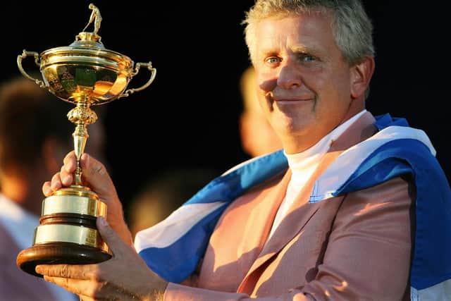 Colin Montgomerie holds the Ryder Cup after Europe's win at The K Club in Straffan, Co Kildare, in 2006. Picture: Adrian Dennis/AFP via Getty Images.
