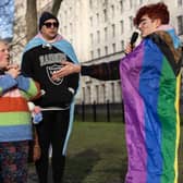 Trans rights activists protest the Section 35 order to block Scotland's recent Gender Recognition Reform (Scotland) Bill outside opposite Downing Street this week (Picture: Dan Kitwood/Getty Images)