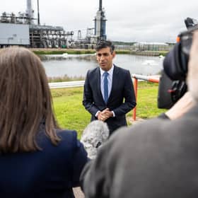 Rishi Sunak, seen visiting the Shell St Fergus gas plant in Peterhead in July, needs to demonstrate that his new pathway to net-zero emissions is credible (Picture: Euan Duff/WPA pool/Getty Images)