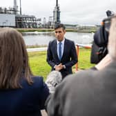 Rishi Sunak, seen visiting the Shell St Fergus gas plant in Peterhead in July, needs to demonstrate that his new pathway to net-zero emissions is credible (Picture: Euan Duff/WPA pool/Getty Images)