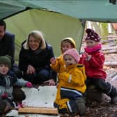 Independence Minister Jamie Hepburn and Education Secretary Jenny Gilruth with some of the children at the Secret Garden outdoor nursery, where they launched the Scottish Government's independence paper on education and lifelong learning. Image: Scottish Government.