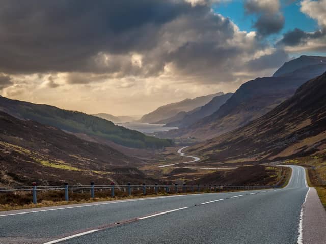 Descending Glen Docherty in the north west Highlands towards Kinlochewe, which has provisionally set the UK record for temperature in January