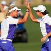 Suzann Pettersen and Carlota Ciganda winning a match during the 2013 Solheim Cup at the Colorado Golf Club. Picture: Doug Pensinger/Getty Images.