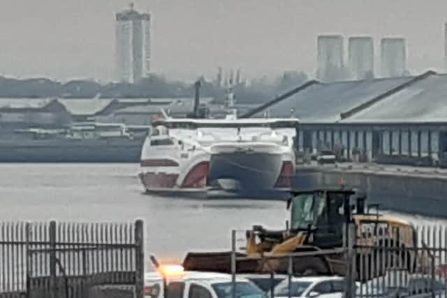 Pentalina is undergoing survey work at King George V Dock in Glasgow ahead of sea trials. Picture: The Scotsman