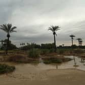 A general view of the golf course as overnight rain causes disruption during the Hero Dubai Desert Classic at Emirates Golf Club. Picture: Luke Walker/Getty Images.