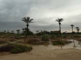 A general view of the golf course as overnight rain causes disruption during the Hero Dubai Desert Classic at Emirates Golf Club. Picture: Luke Walker/Getty Images.