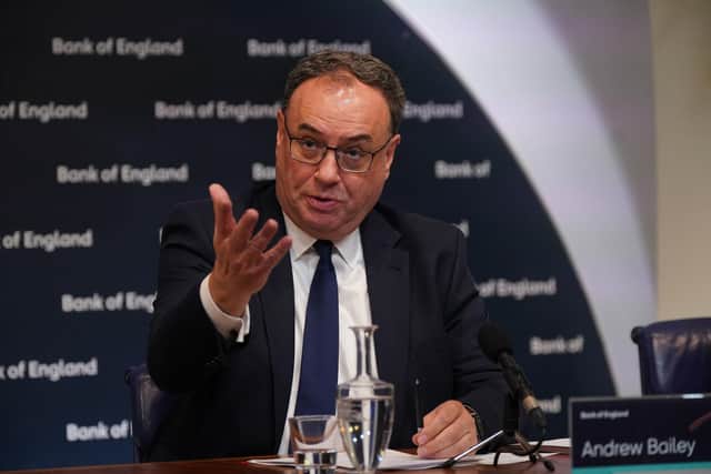 Andrew Bailey, Governor of the Bank of England, during the Bank of England Monetary Policy Report Press Conference in London. Picture: Yui Mok/PA Wire