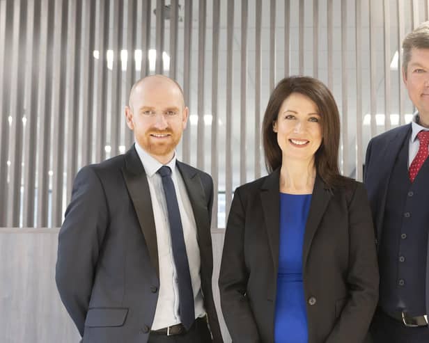 The Law Practice owner Lesley McKnight (centre) with Calum Crighton (left) and Richard Shepherd, who are Gilson Gray partners in the Aberdeen office. Picture: contributed.