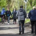 The Roseburn Path busy with walkers and cyclists on April 17. (Photo by Lisa Ferguson/The Scotsman)