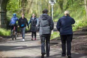 The Roseburn Path busy with walkers and cyclists on April 17. (Photo by Lisa Ferguson/The Scotsman)