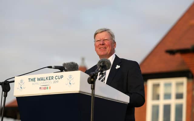 Martin Slumbers the Chief Executive of the R&A speaks at the closing ceremony of the 2019 Walker Cup at Royal Liverpool. Picture: Jan Kruger/R&A/R&A via Getty Images