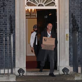 Prime Minister Boris Johnson's top aide Dominic Cummings leaves 10 Downing Street, London, with a box. Picture: Yui Mok/PA Wire