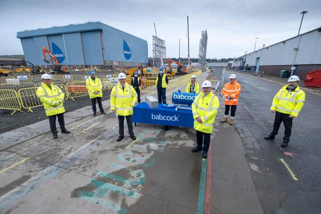 Babcock said it had marked the construction milestone by burying a commemorative time capsule at the site of the new facility in Rosyth. Picture: Peter Devlin