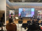 Patrick Harvie speaking at a COP26 event in Glasgow.