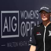 Charley Hull walks to the first tee on the final day of the AIG Women's Open at Walton Heath in Tadworth. Picture: Oisin Keniry/R&A/R&A via Getty Images.