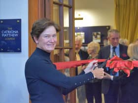 Double Solheim Cup-winning captain Catriona Matthew cutting the ribbon of at the official opening of the lounge now bearing her name at North Berwick Golf Club. Picture: North Berwick Golf Club.